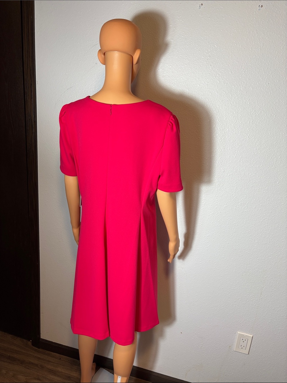 DKNY Fuchsia Short-Sleeve Midi A-Line Dress - Picture 9 of 12